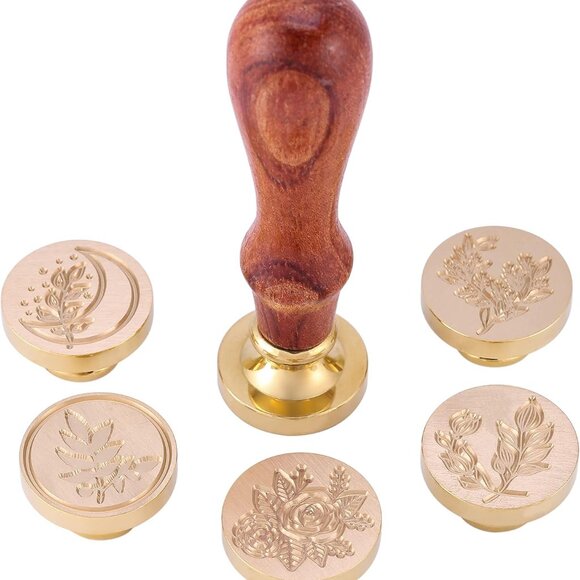 6 Pieces Botanical Wax Seal Stamp Heads Set, Vintage Plant Flower Eucalyptus Sea - Picture 4 of 7